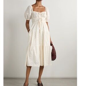 Ulla Johnson Palma Midi Dress Size 12 Cottagecore Milkmaid Cotton In Pristine
